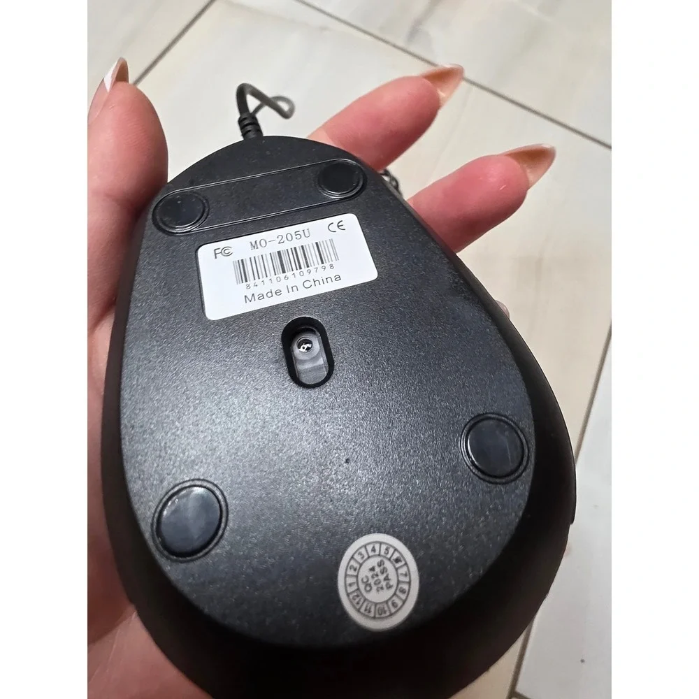 Black Wired Optical‎ USB Computer Mouse Ergonomic Textured Grip MO-205U F3